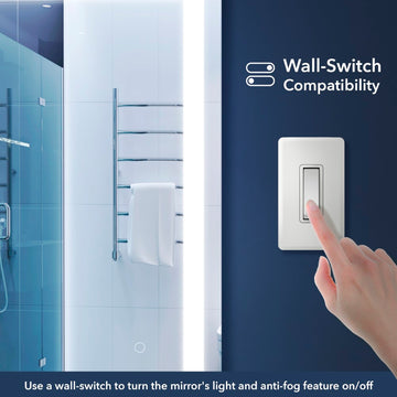 Remy Rectangular Frameless Anti-Fog Aluminum Front-lit Tri-color LED Bathroom Vanity Mirror with Smart Touch Control - JONATHAN Y